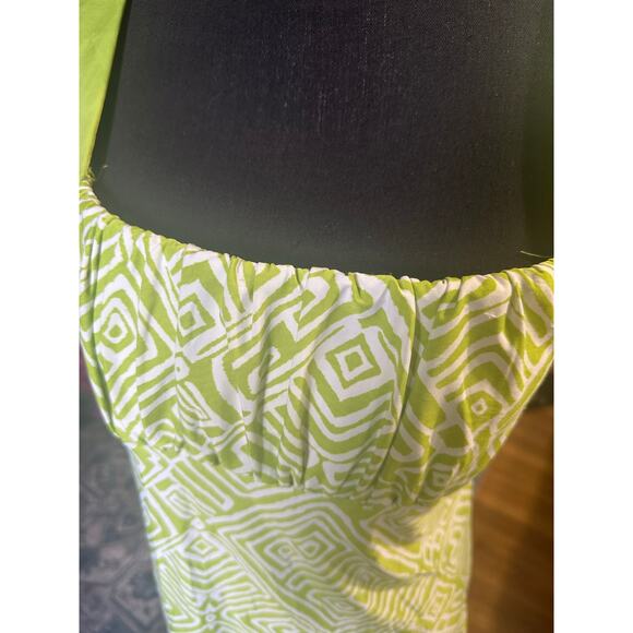 Gold Flava Green Geometric Maze Print Top – Size L - Picture 2 of 7